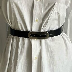 Mexx Black Leather Belt with Silver Buckle